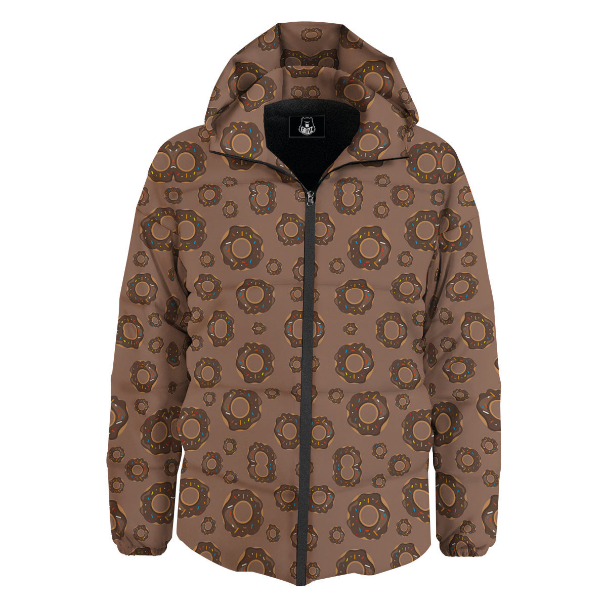 Chocolate Donuts Print Pattern Down Jacket-grizzshop
