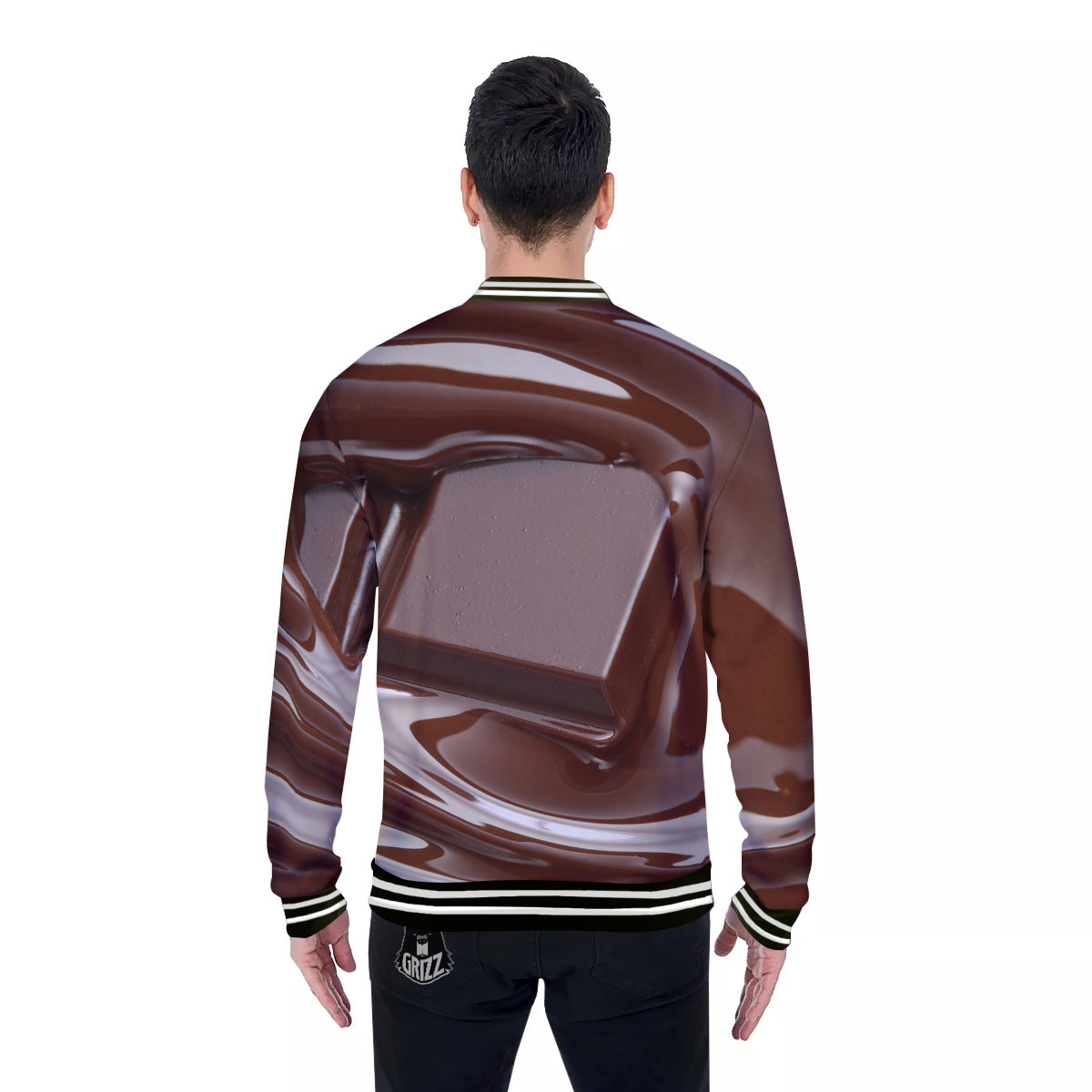 Chocolate Print Baseball Jacket-grizzshop