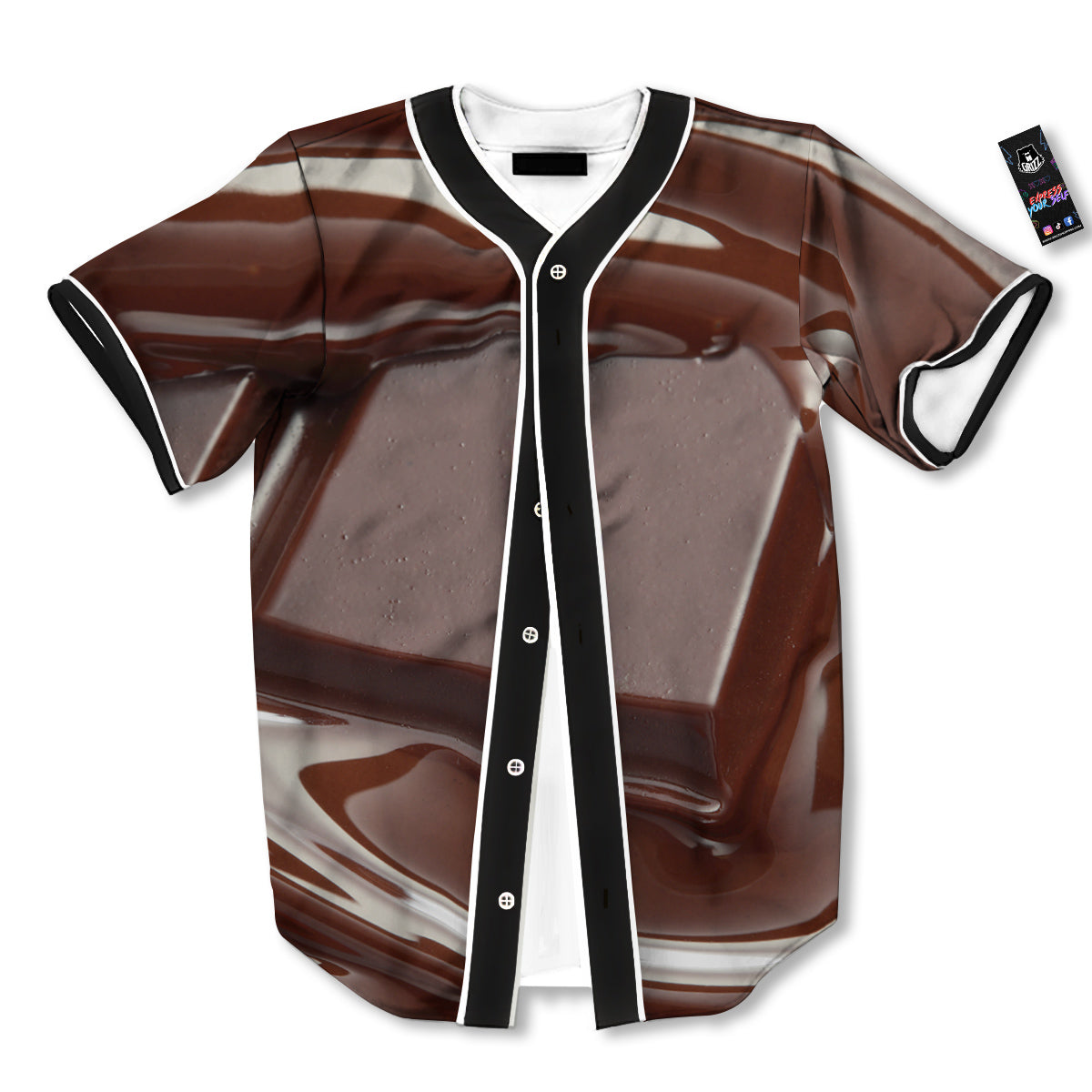 Chocolate Print Baseball Jersey-grizzshop