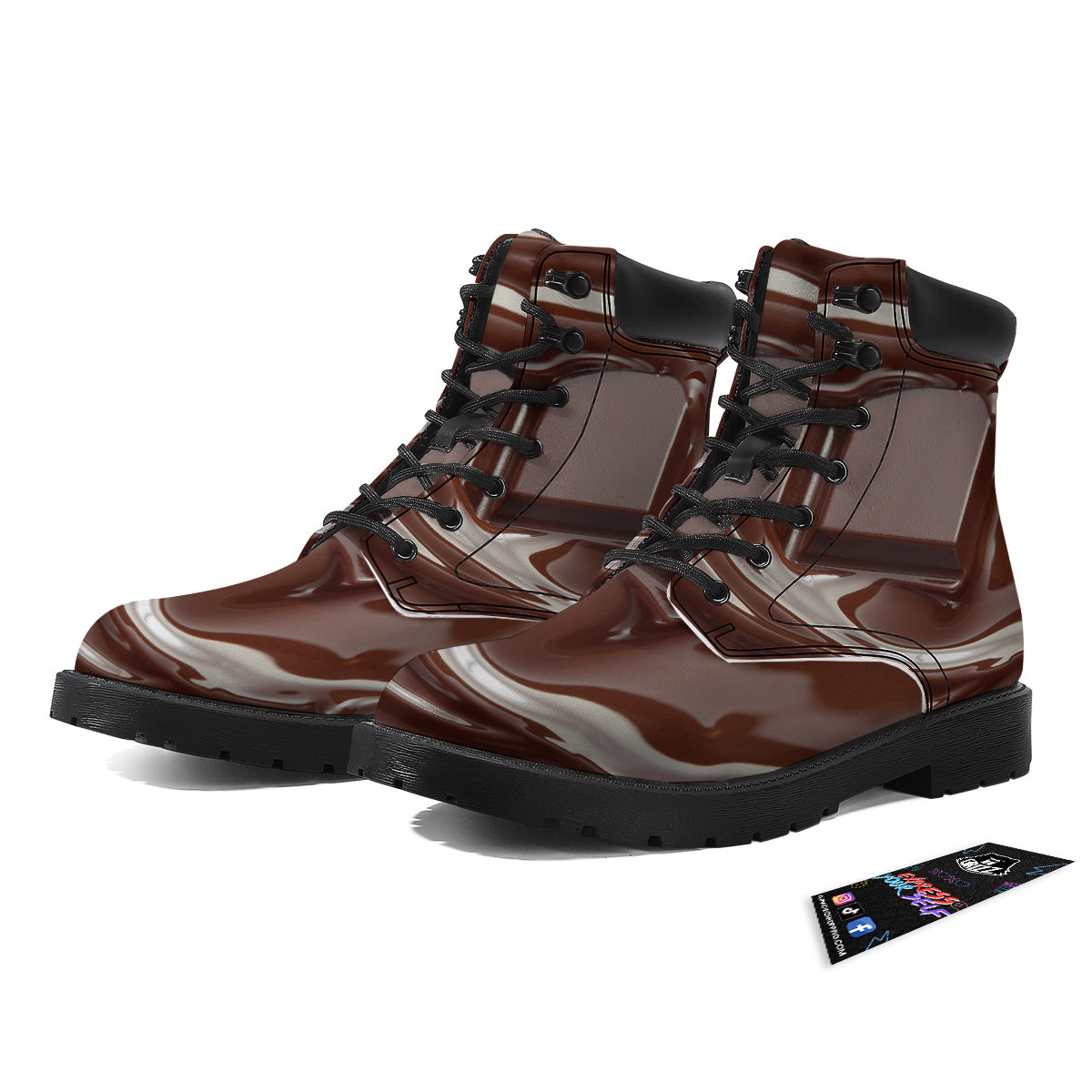 Chocolate Print Boots-grizzshop