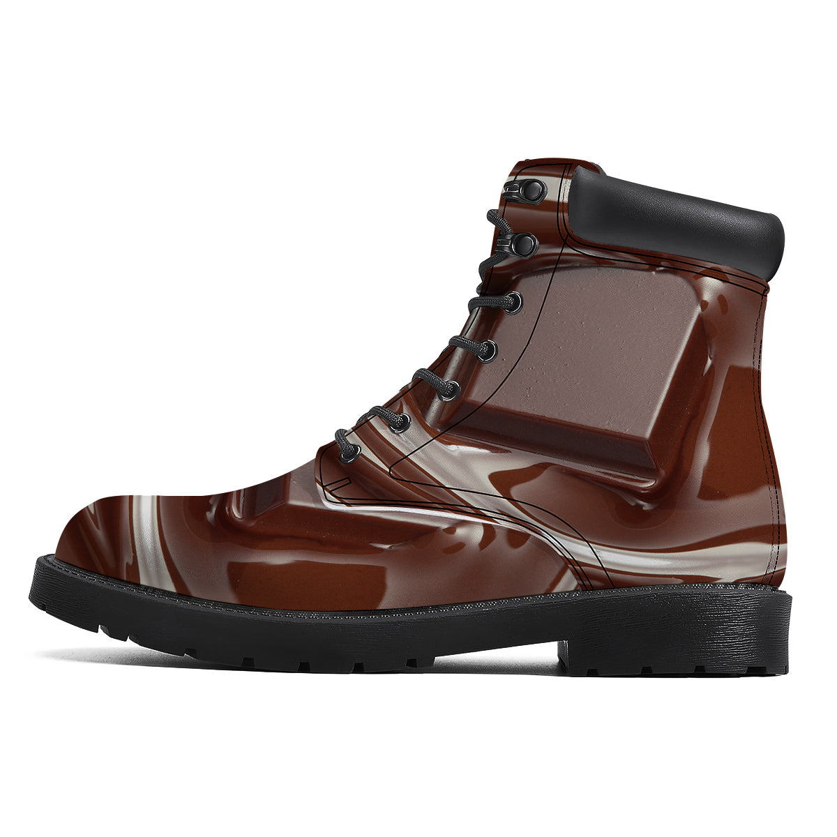 Chocolate Print Boots-grizzshop