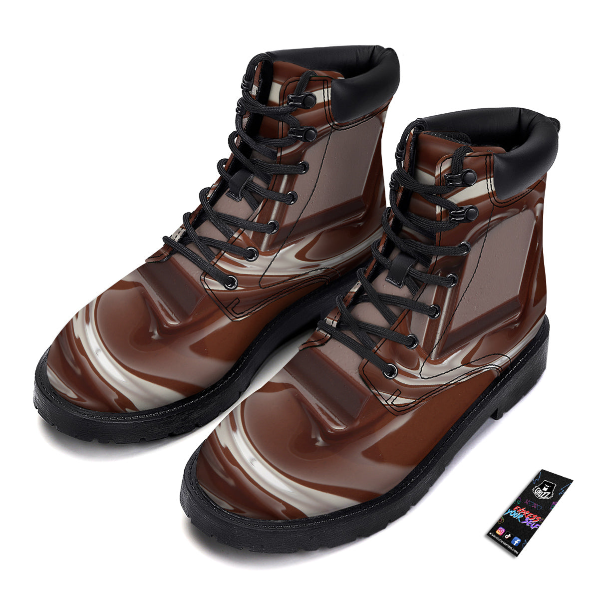 Chocolate Print Boots-grizzshop