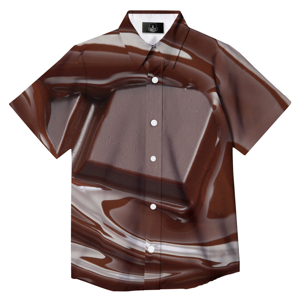 Chocolate Print Button Up Shirt-grizzshop