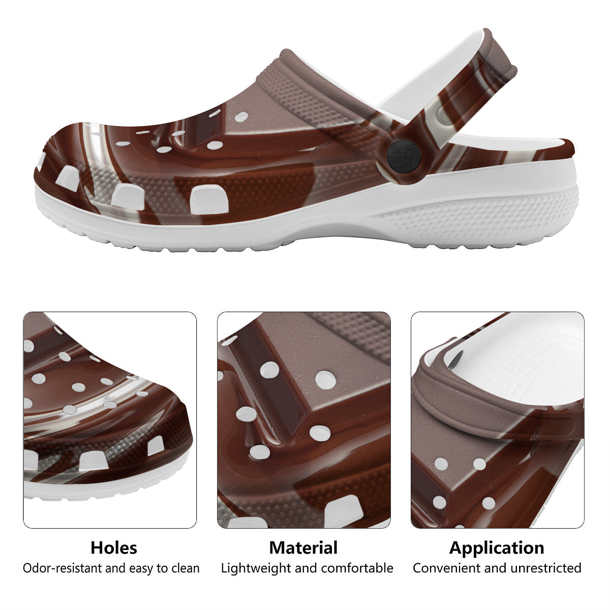 Chocolate Print Clog-grizzshop