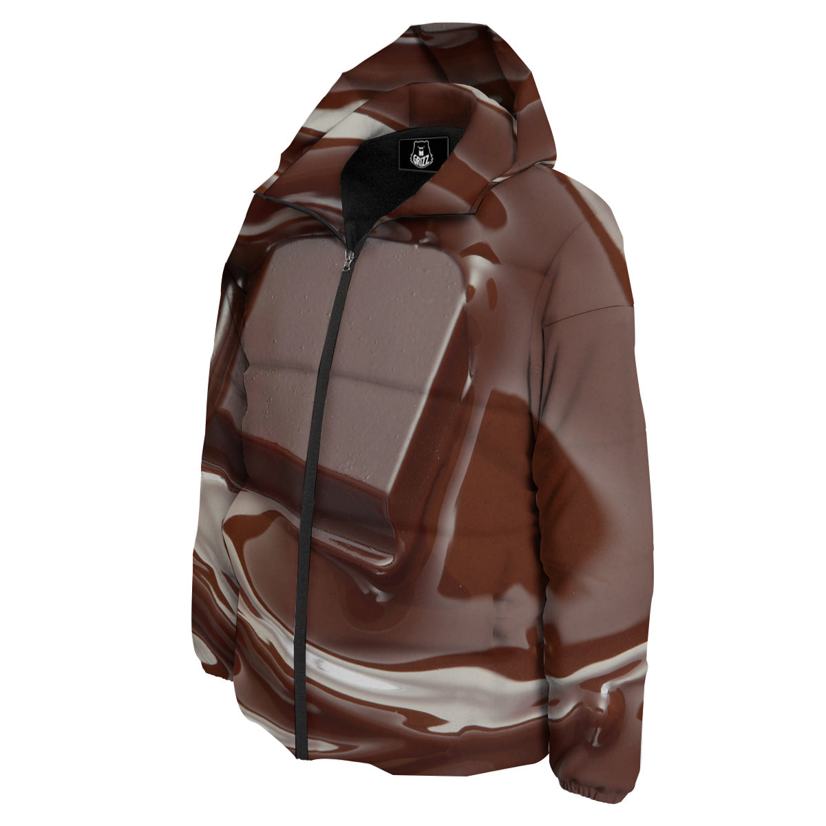 Chocolate Print Down Jacket-grizzshop