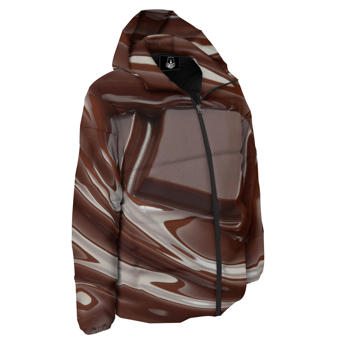 Chocolate Print Down Jacket-grizzshop