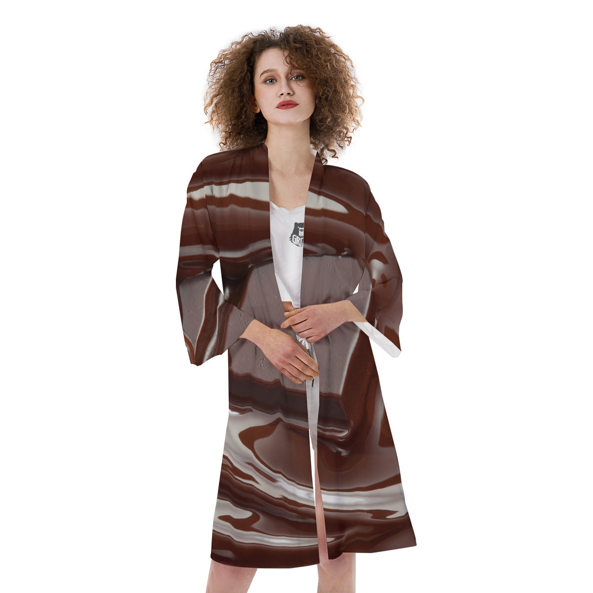 Chocolate Print Kimono-grizzshop