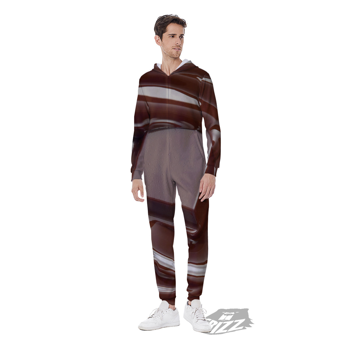 Chocolate Print Men's Jumpsuit-grizzshop