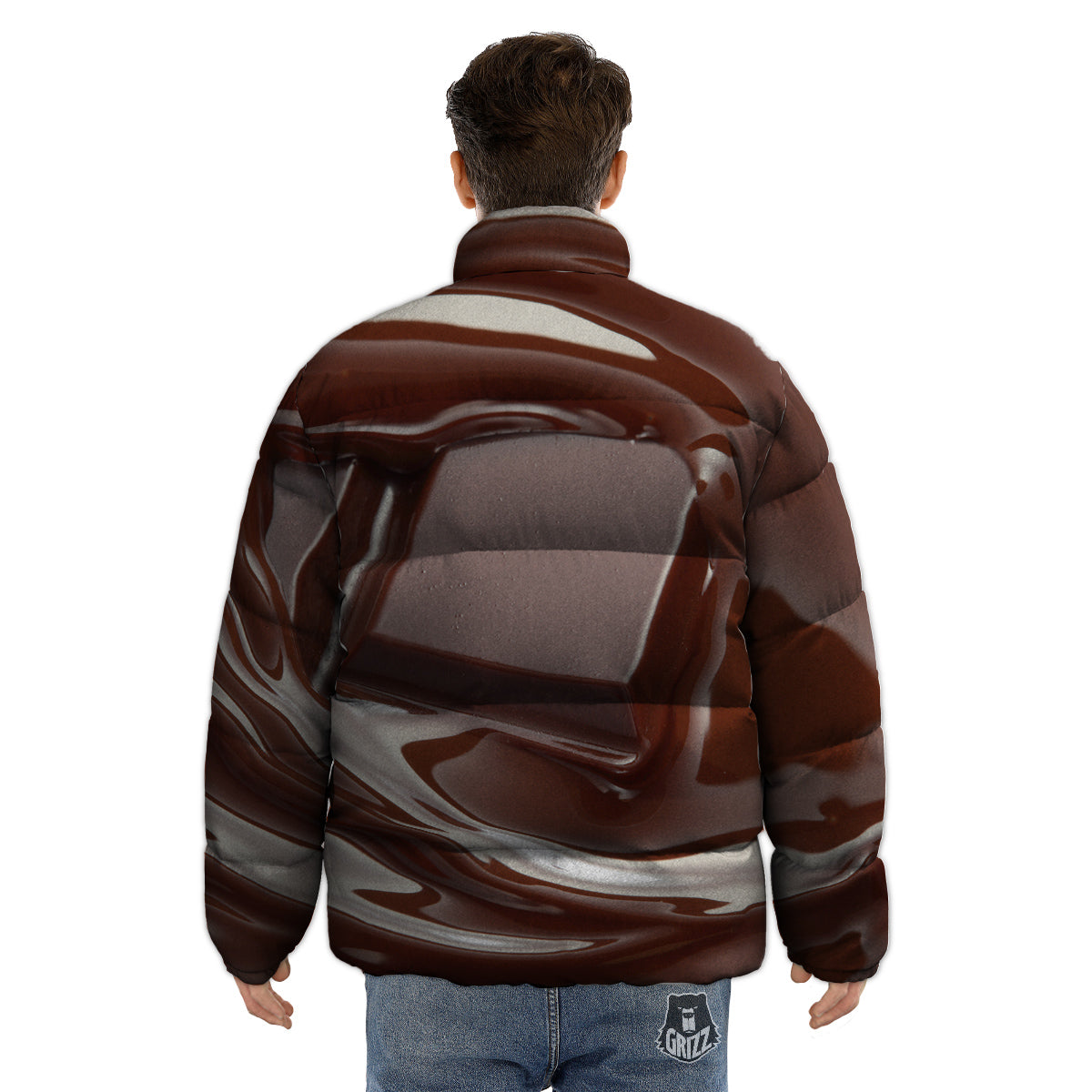 Chocolate Print Puffer Jacket-grizzshop