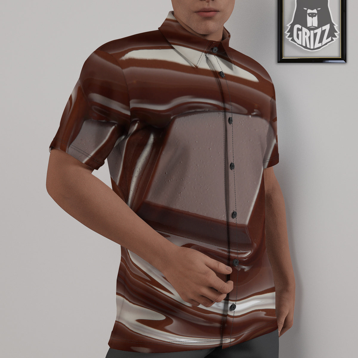 Chocolate Print Untucked Shirts-grizzshop