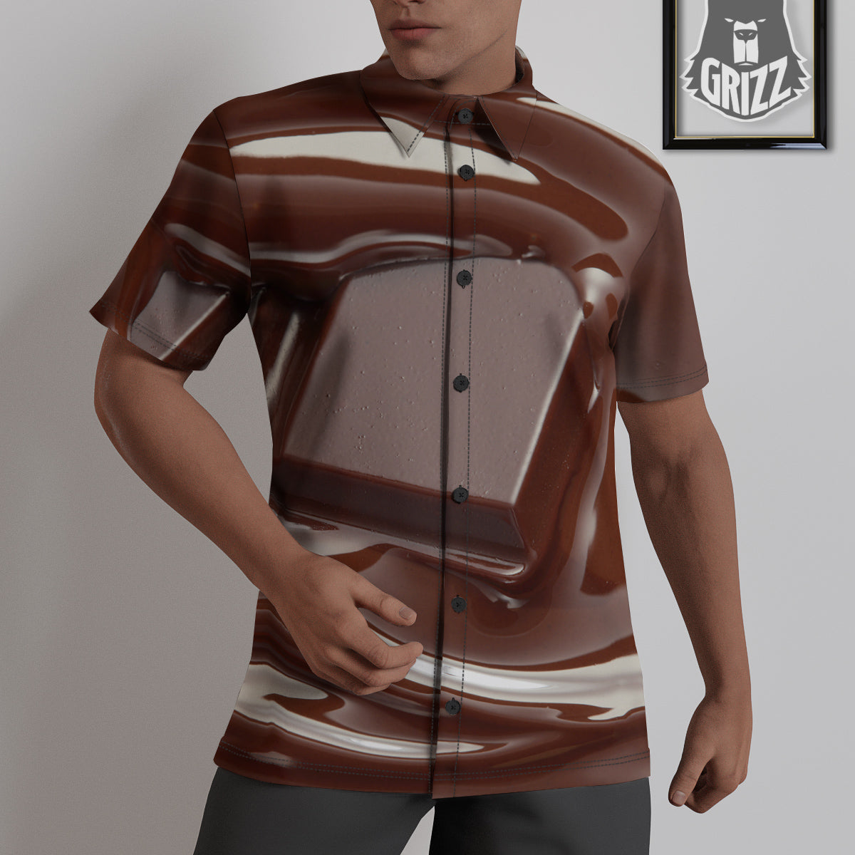 Chocolate Print Untucked Shirts-grizzshop