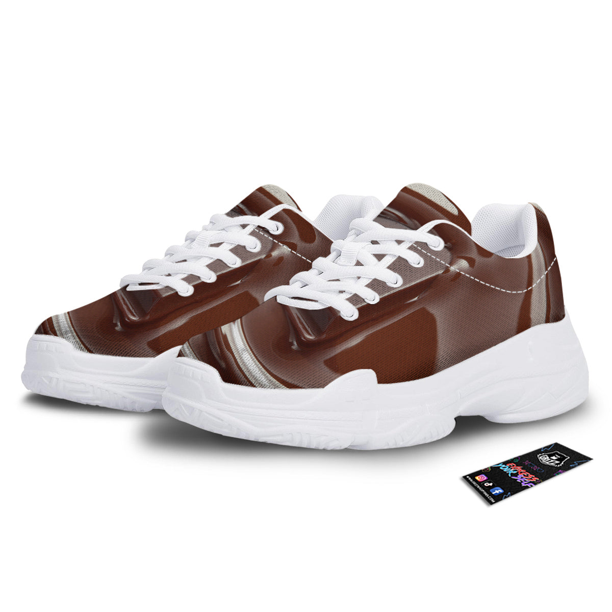 Chocolate Print White Chunky Shoes-grizzshop