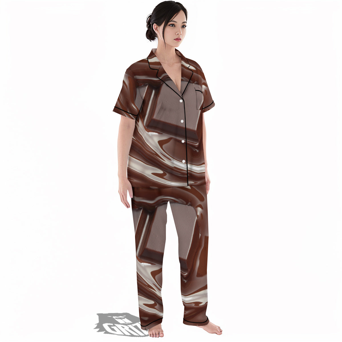 Chocolate Print Women's Pajamas Set-grizzshop