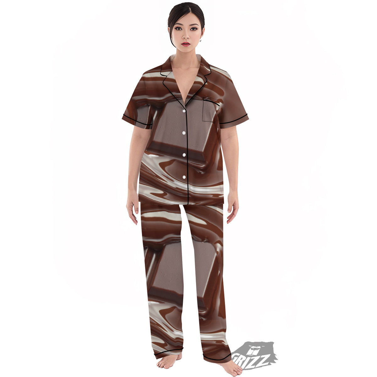 Chocolate Print Women's Pajamas Set-grizzshop