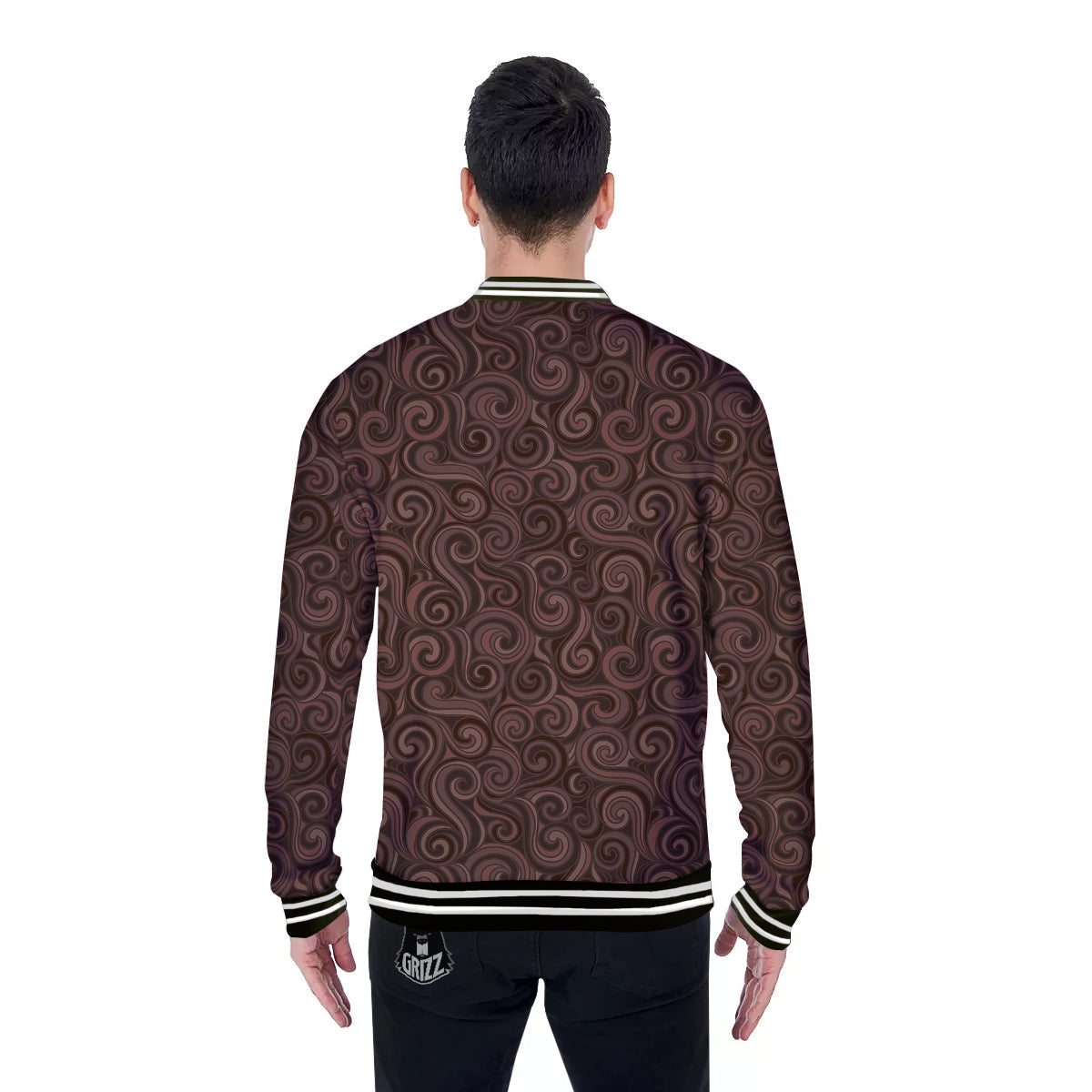 Chocolate Texture Brown Print Pattern Baseball Jacket-grizzshop