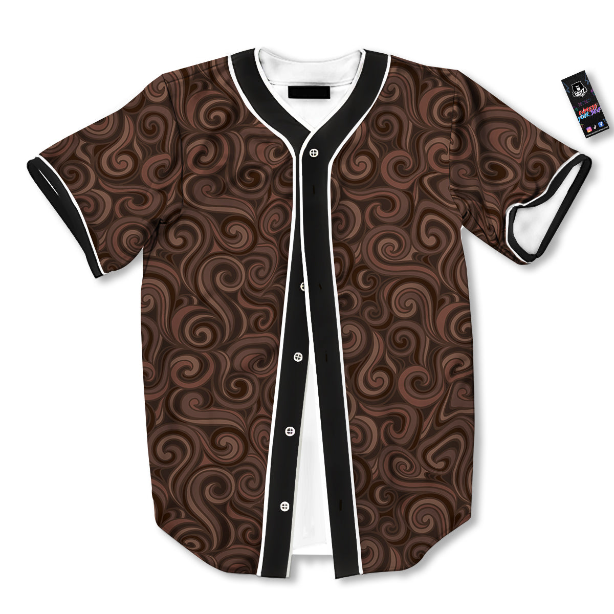 Chocolate Texture Brown Print Pattern Baseball Jersey-grizzshop