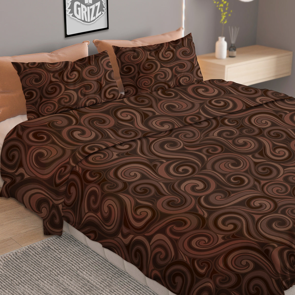 Chocolate Texture Brown Print Pattern Duvet Cover Bedding Set
