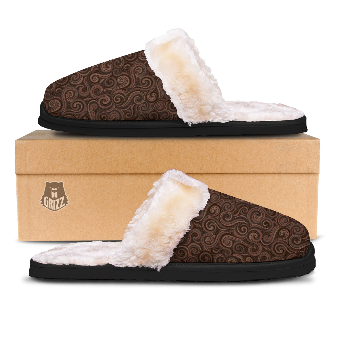 Chocolate Texture Brown Print Pattern Slippers-grizzshop