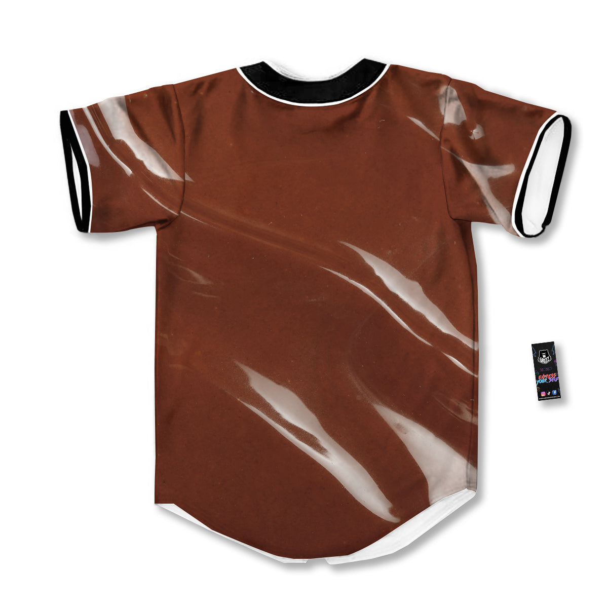 Chocolate Texture Print Baseball Jersey-grizzshop