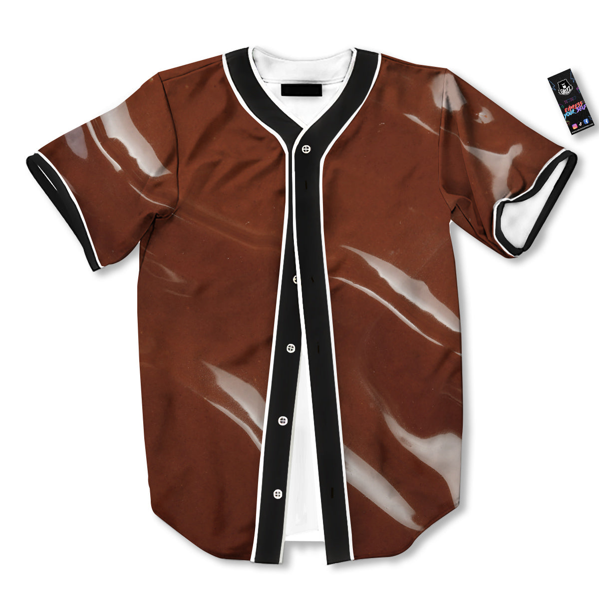 Chocolate Texture Print Baseball Jersey-grizzshop