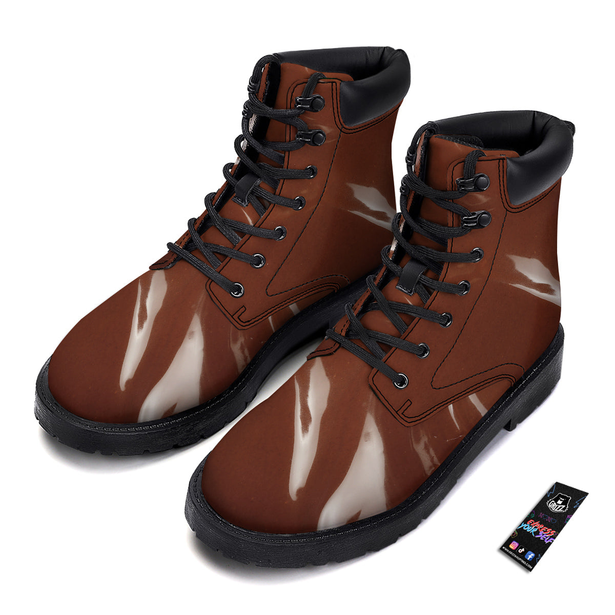 Chocolate Texture Print Boots-grizzshop
