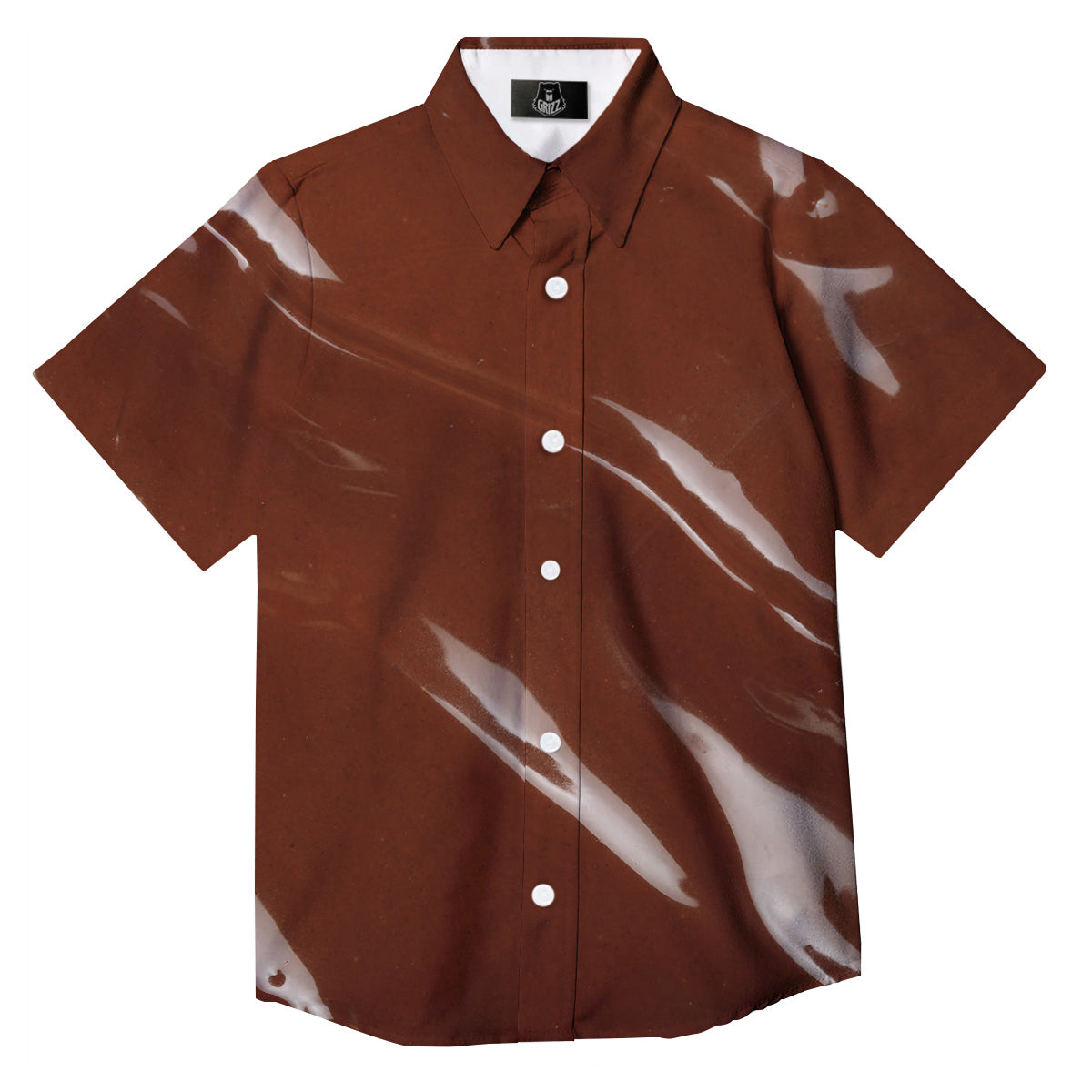 Chocolate Texture Print Button Up Shirt-grizzshop