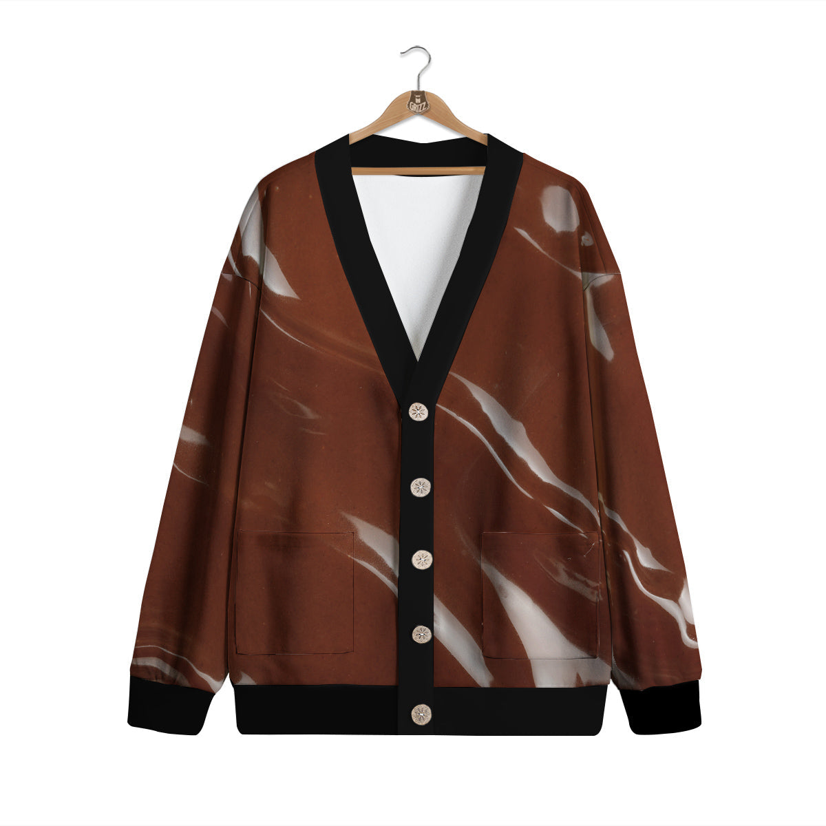 Chocolate Texture Print Cardigan-grizzshop