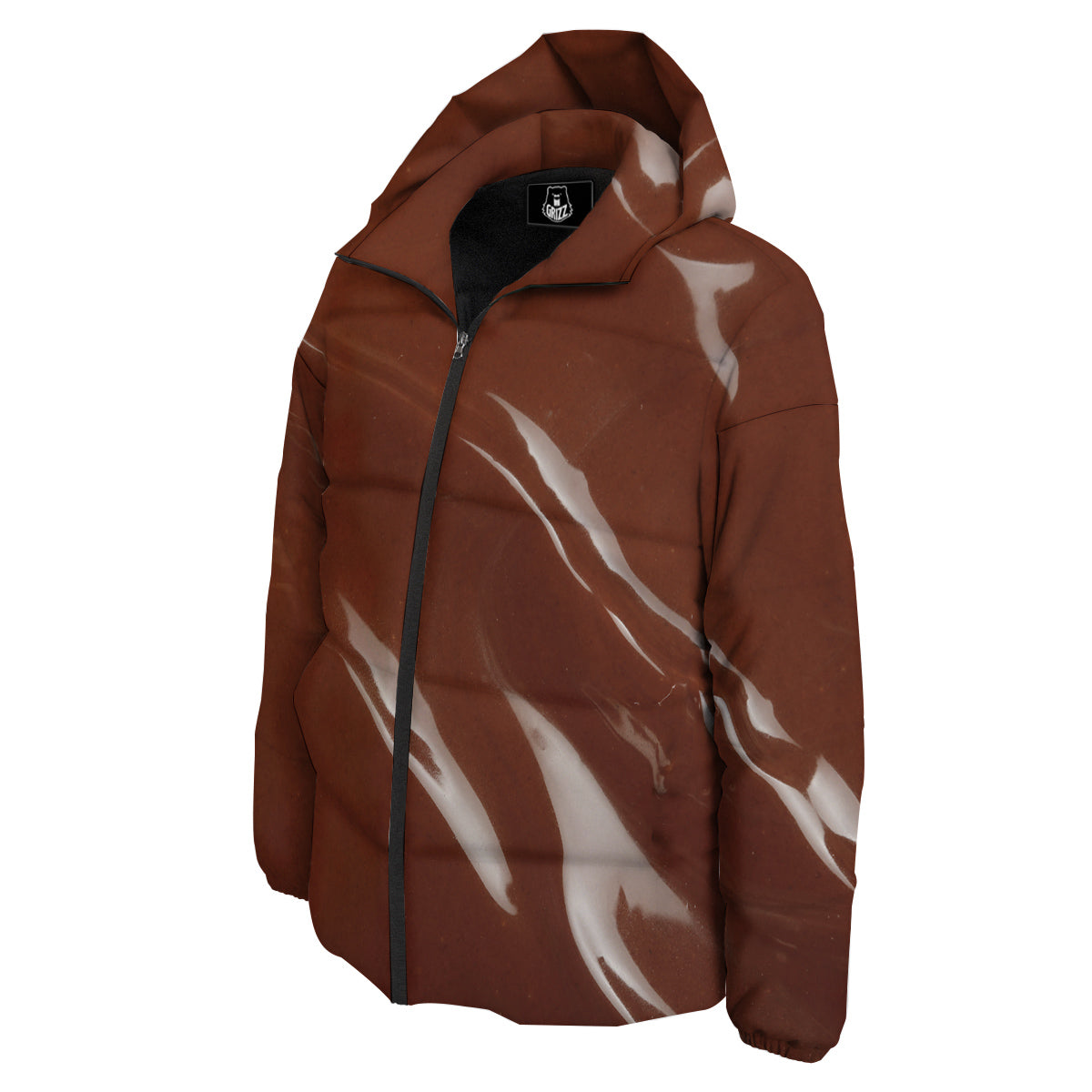 Chocolate Texture Print Down Jacket-grizzshop