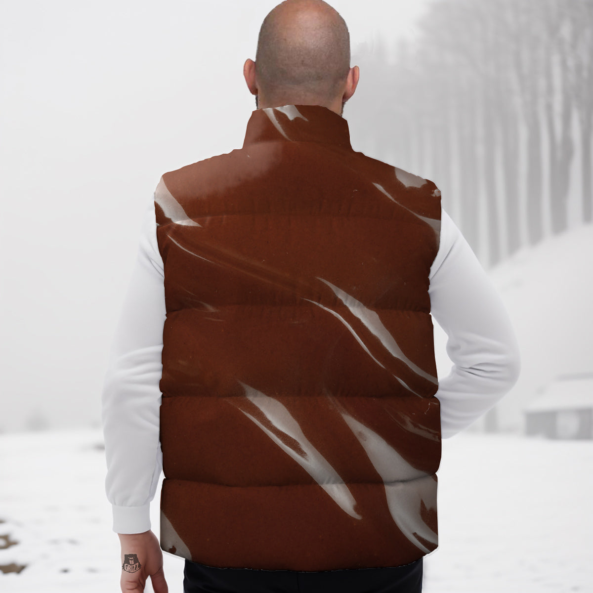Chocolate Texture Print Down Vest