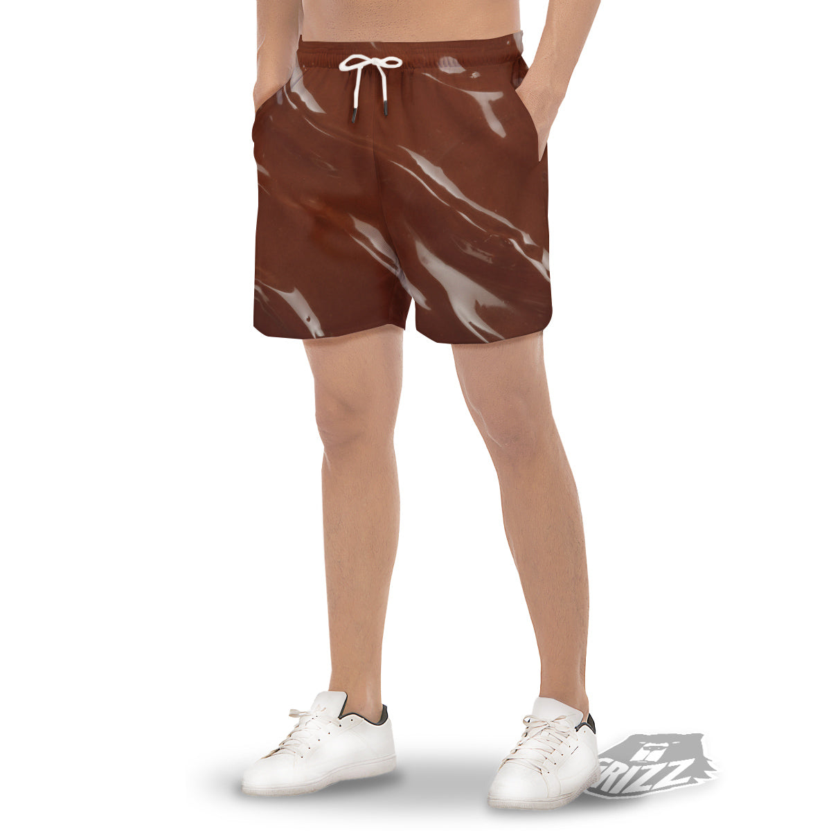 Chocolate Texture Print Men's Gym Shorts-grizzshop