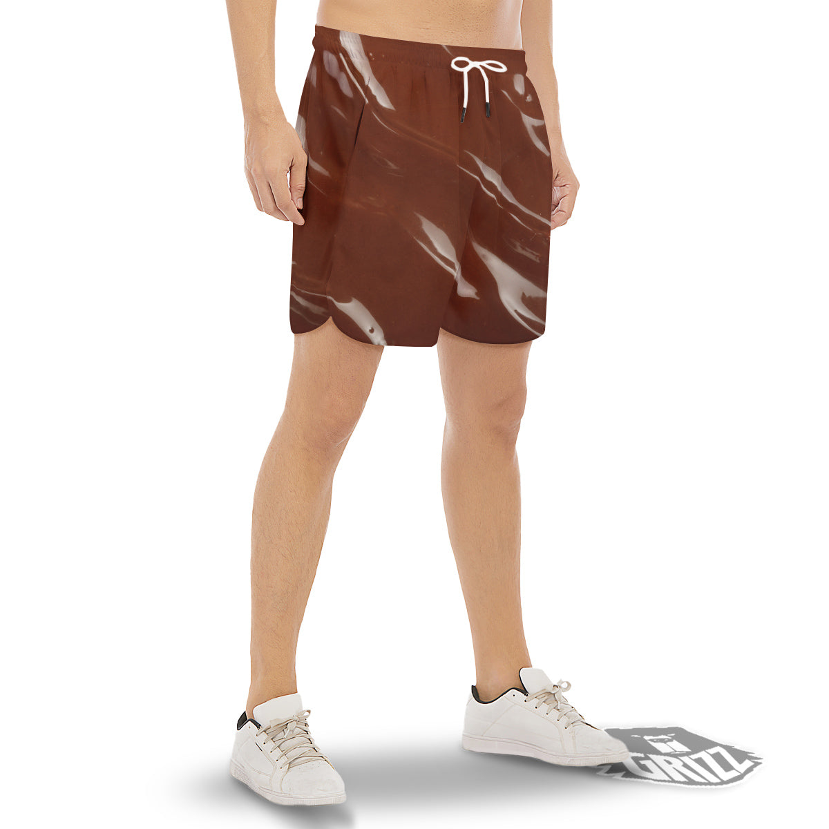 Chocolate Texture Print Men's Gym Shorts-grizzshop