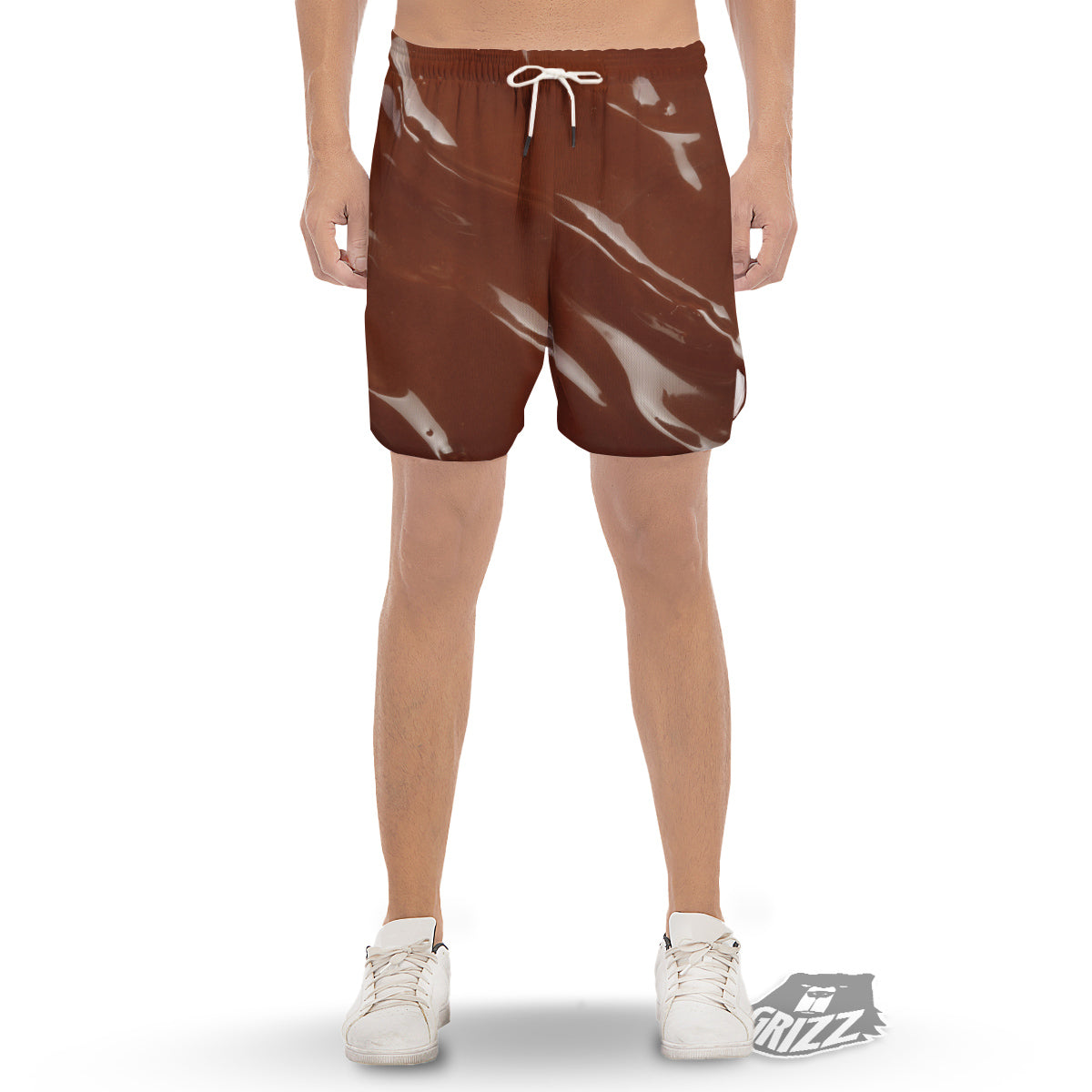 Chocolate Texture Print Men's Gym Shorts-grizzshop