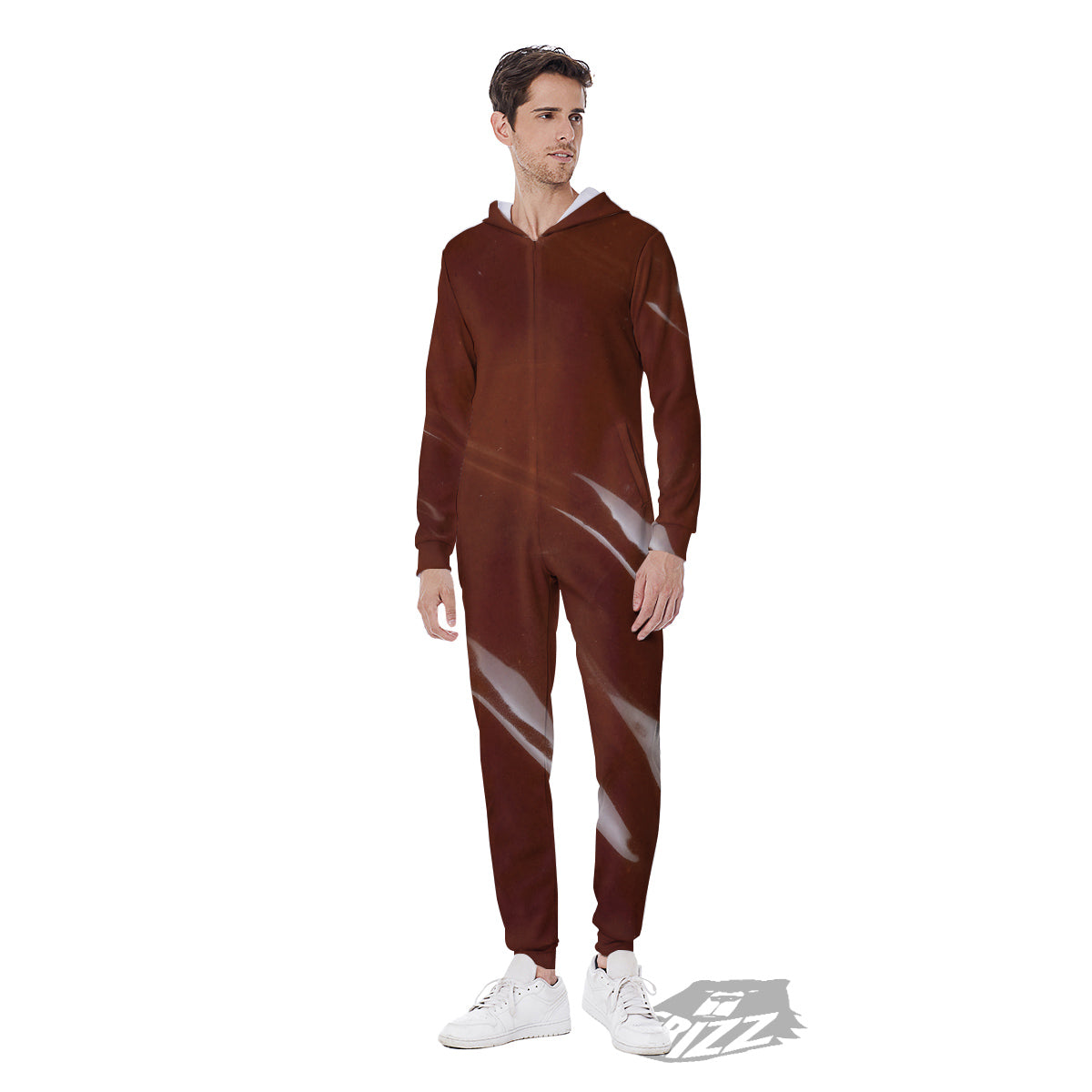 Chocolate Texture Print Men's Jumpsuit-grizzshop
