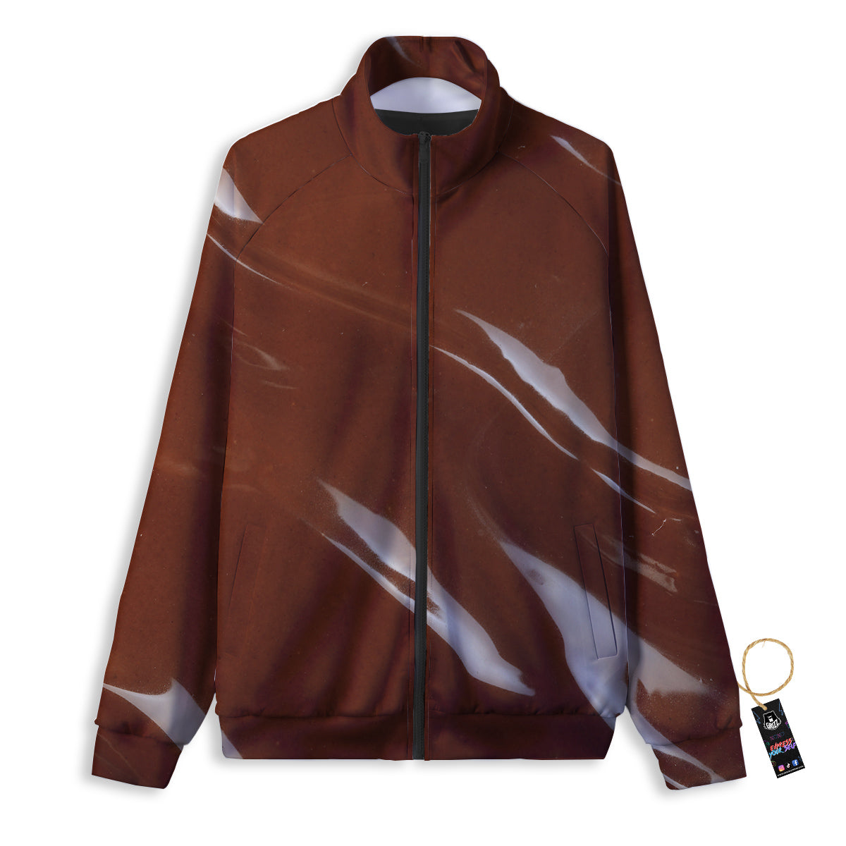 Chocolate Texture Print Track Jacket-grizzshop