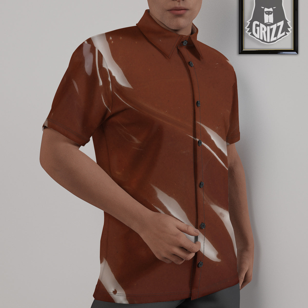 Chocolate Texture Print Untucked Shirts-grizzshop