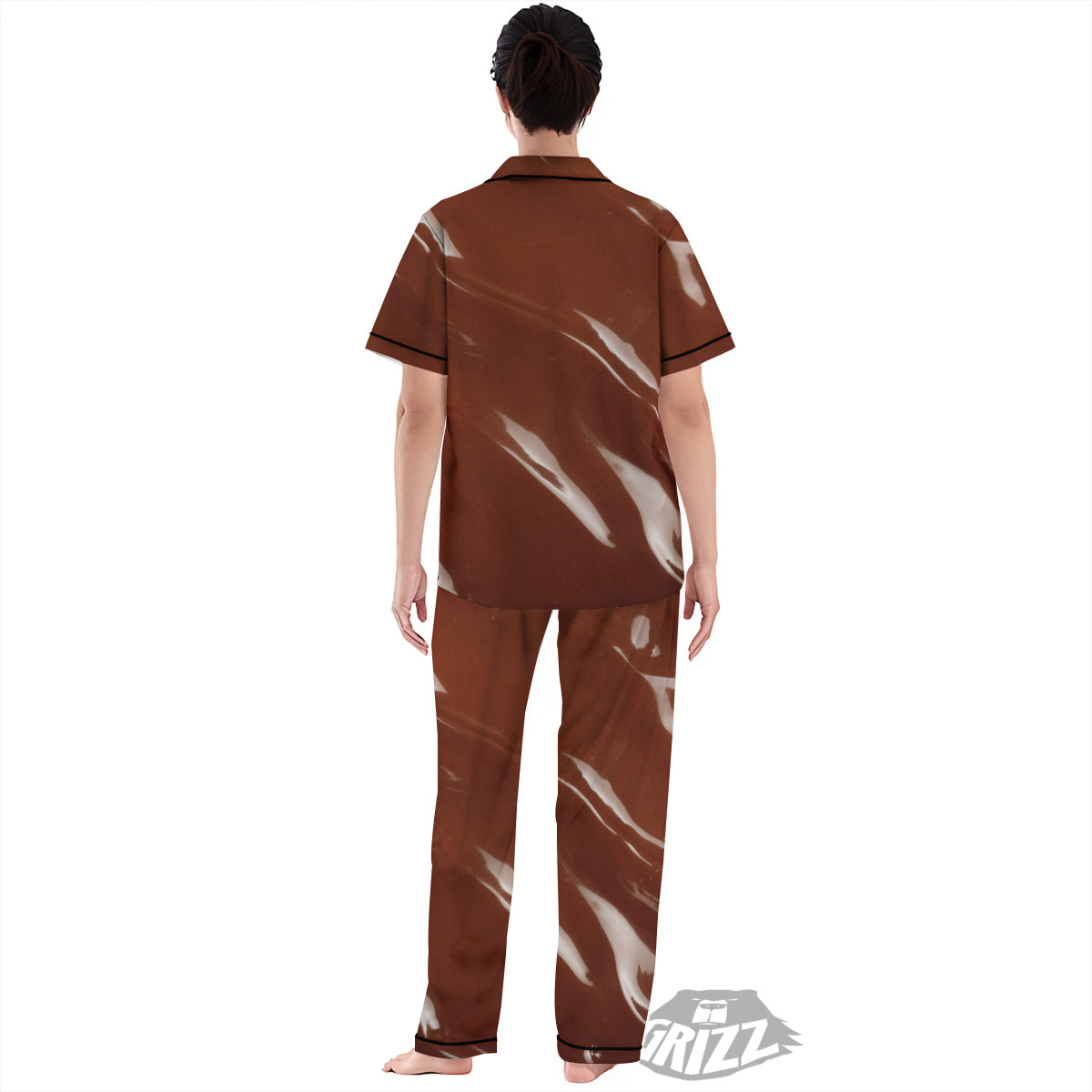 Chocolate Texture Print Women's Pajamas Set-grizzshop