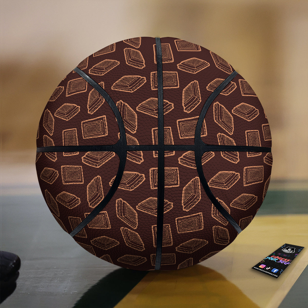 Chocolate Vintage Print Pattern Basketball-grizzshop