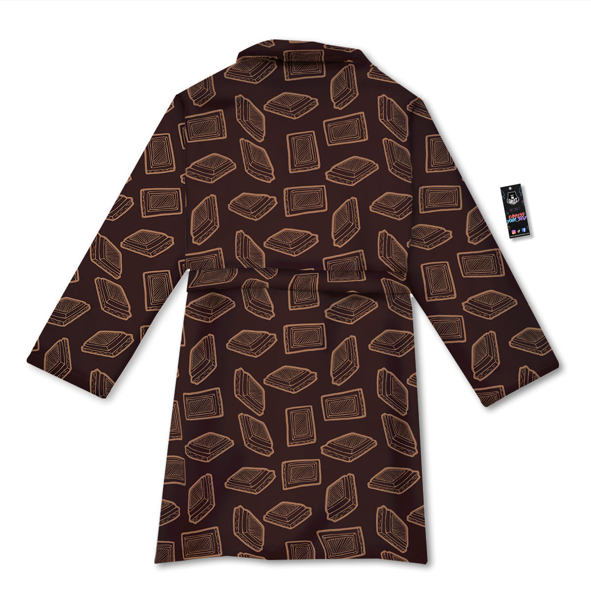 Chocolate Vintage Print Pattern Bathrobe-grizzshop
