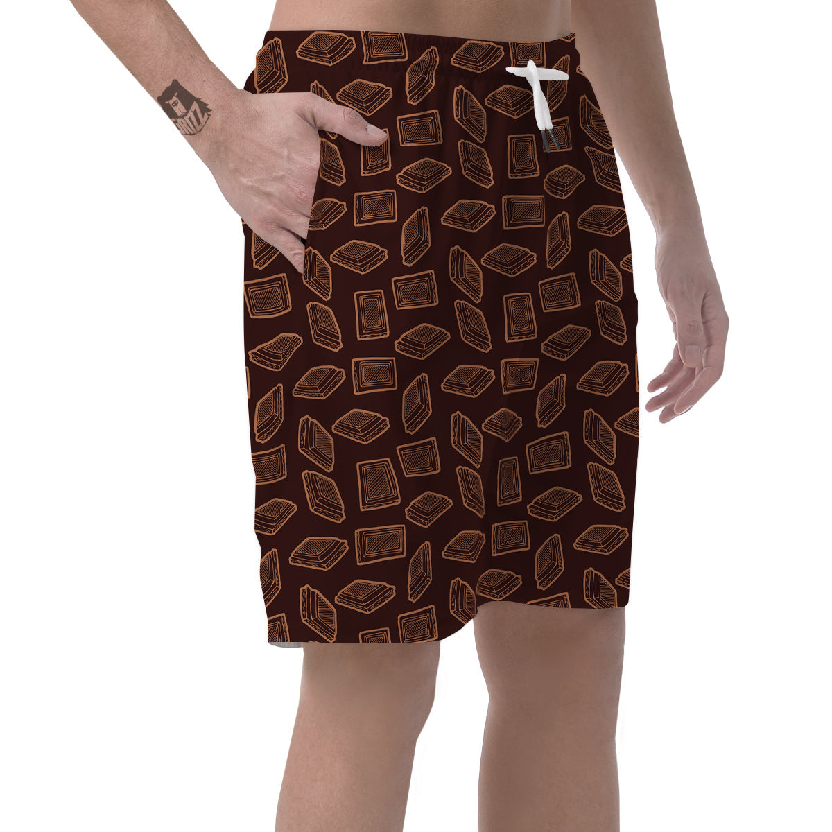Chocolate Vintage Print Pattern Men's Shorts-grizzshop