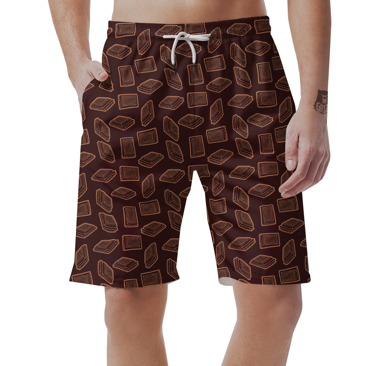 Chocolate Vintage Print Pattern Men's Shorts-grizzshop