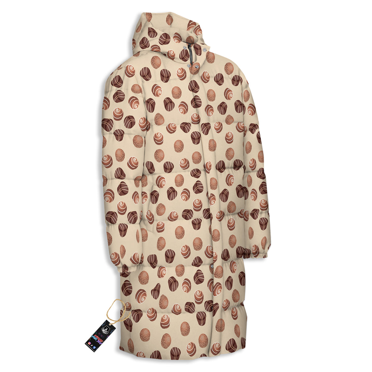Chocolate Candy Print Pattern Long Down Jacket