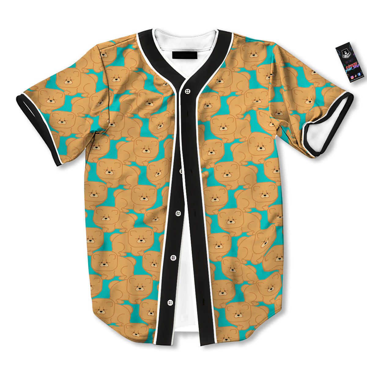 Chow chow And Blue Print Pattern Baseball Jersey-grizzshop