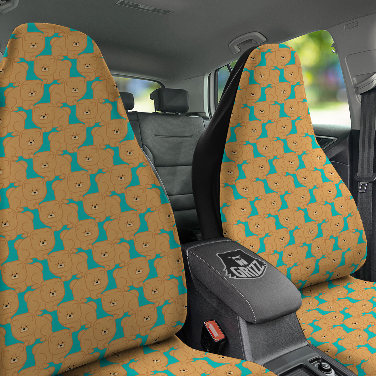 Chow chow And Blue Print Pattern Car Seat Covers-grizzshop