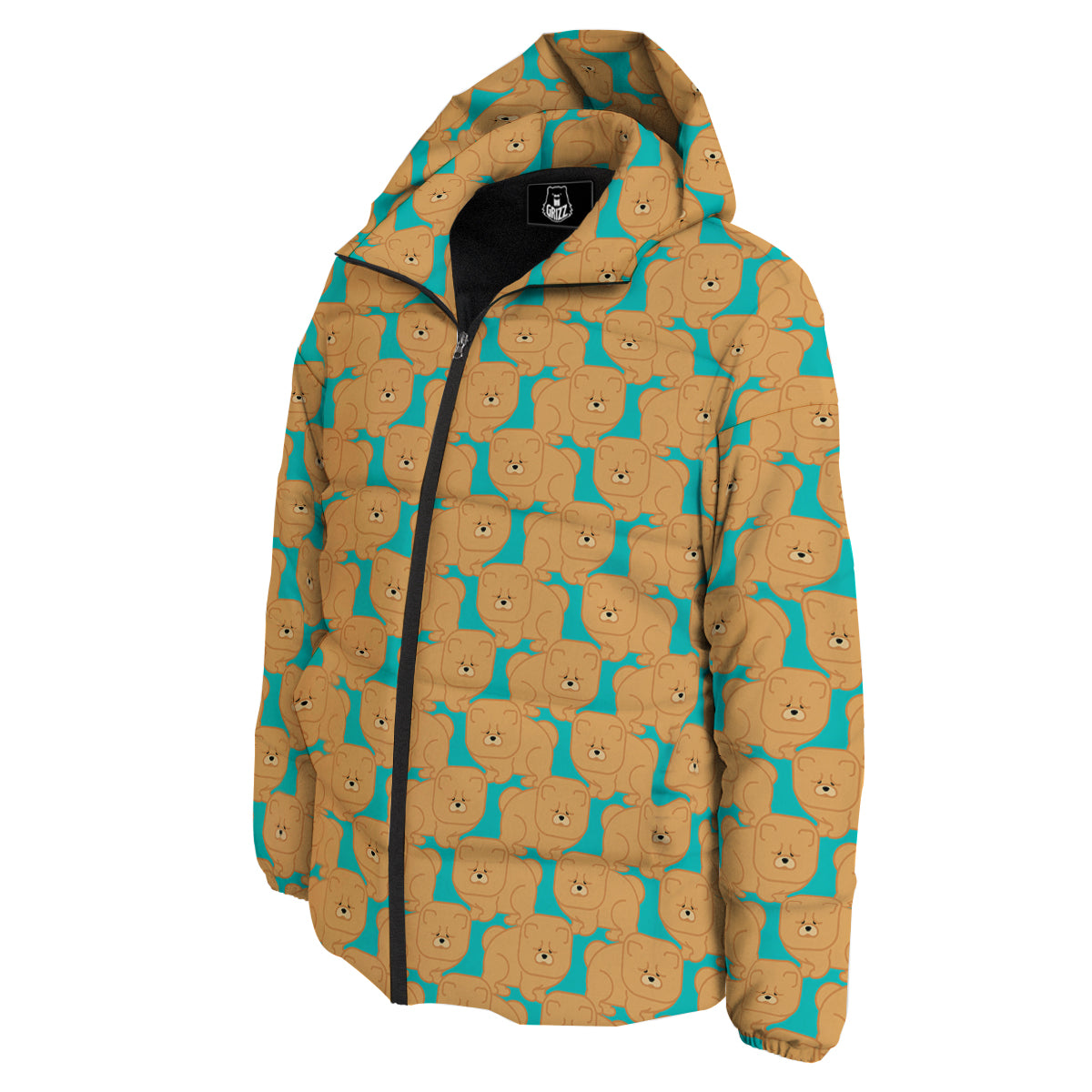 Chow chow And Blue Print Pattern Down Jacket-grizzshop
