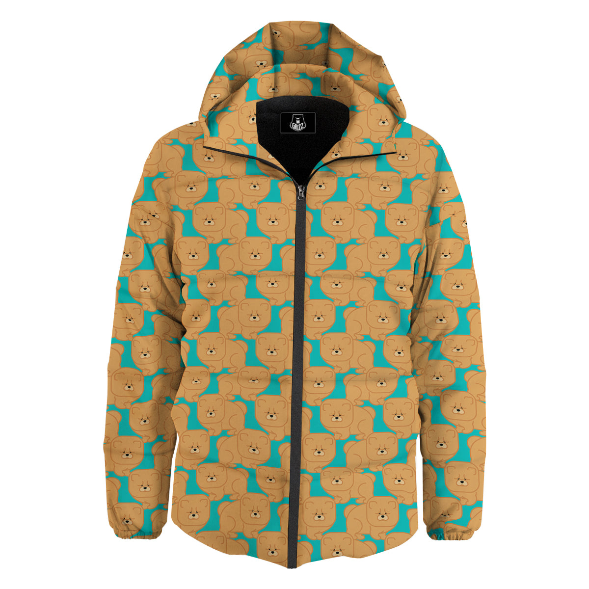 Chow chow And Blue Print Pattern Down Jacket-grizzshop