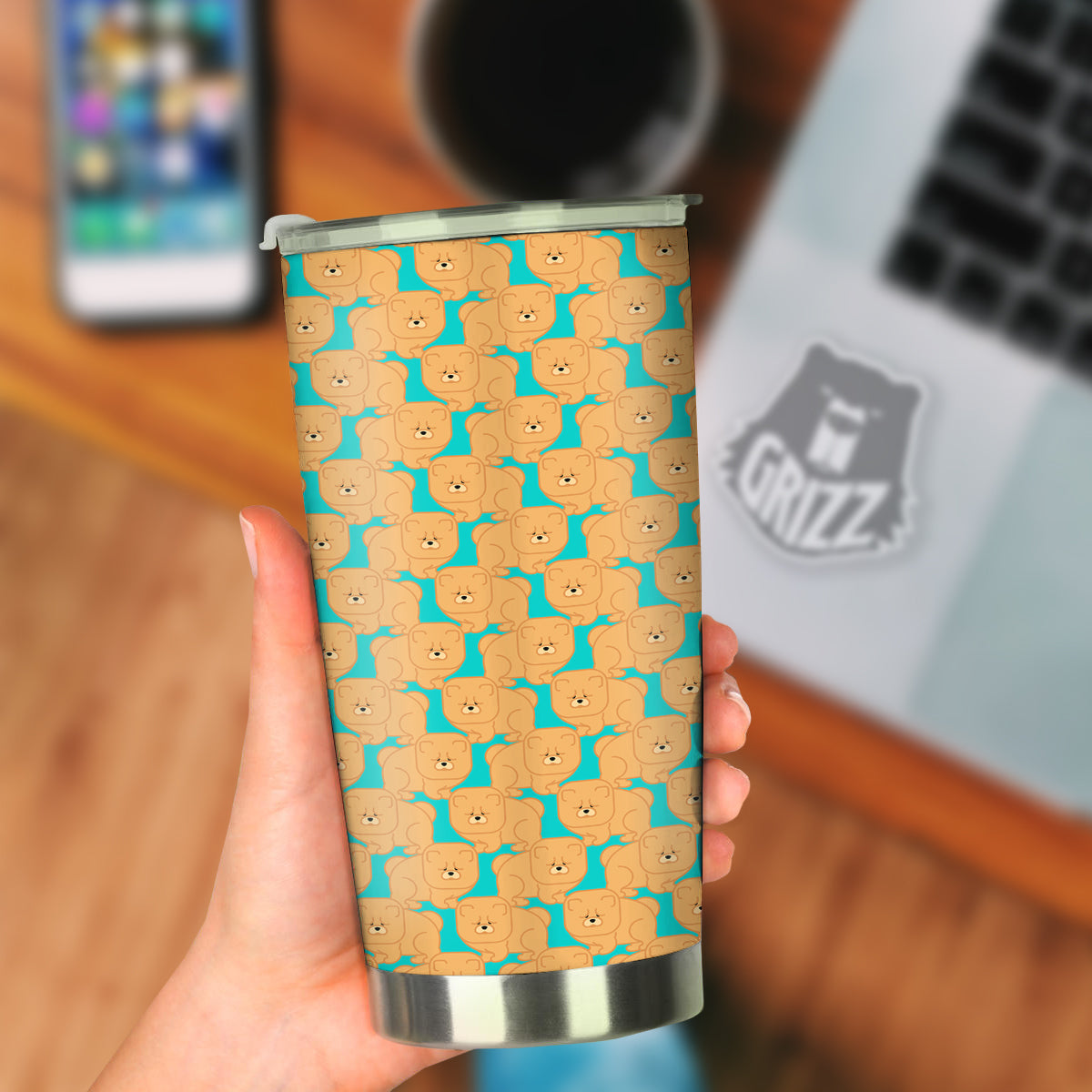 Chow chow And Blue Print Pattern Tumbler-grizzshop