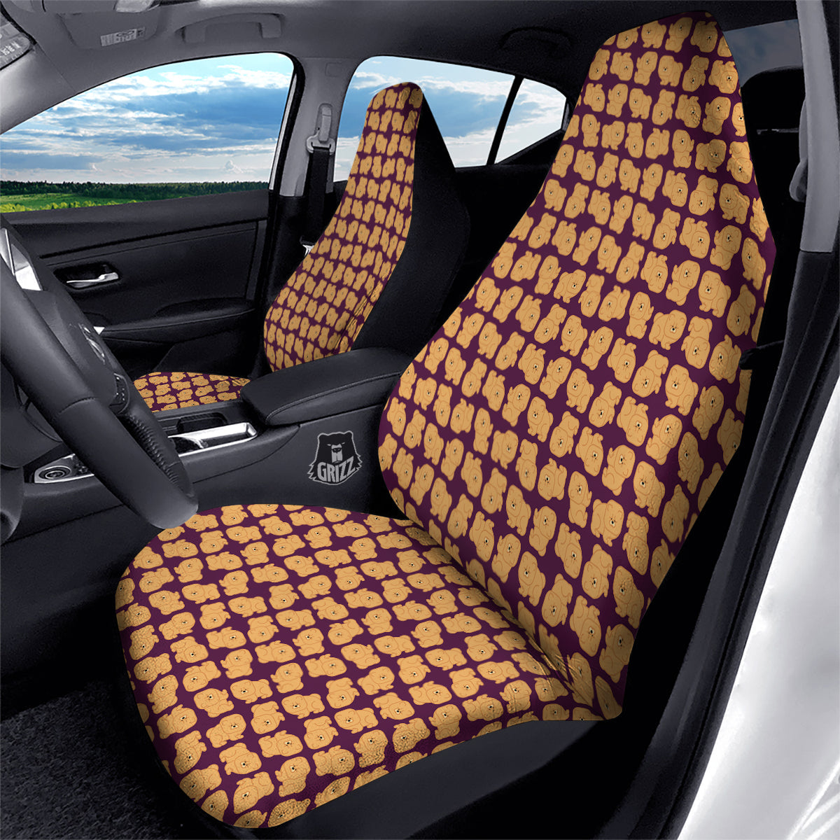 Chow chow And Purple Print Pattern Car Seat Covers-grizzshop