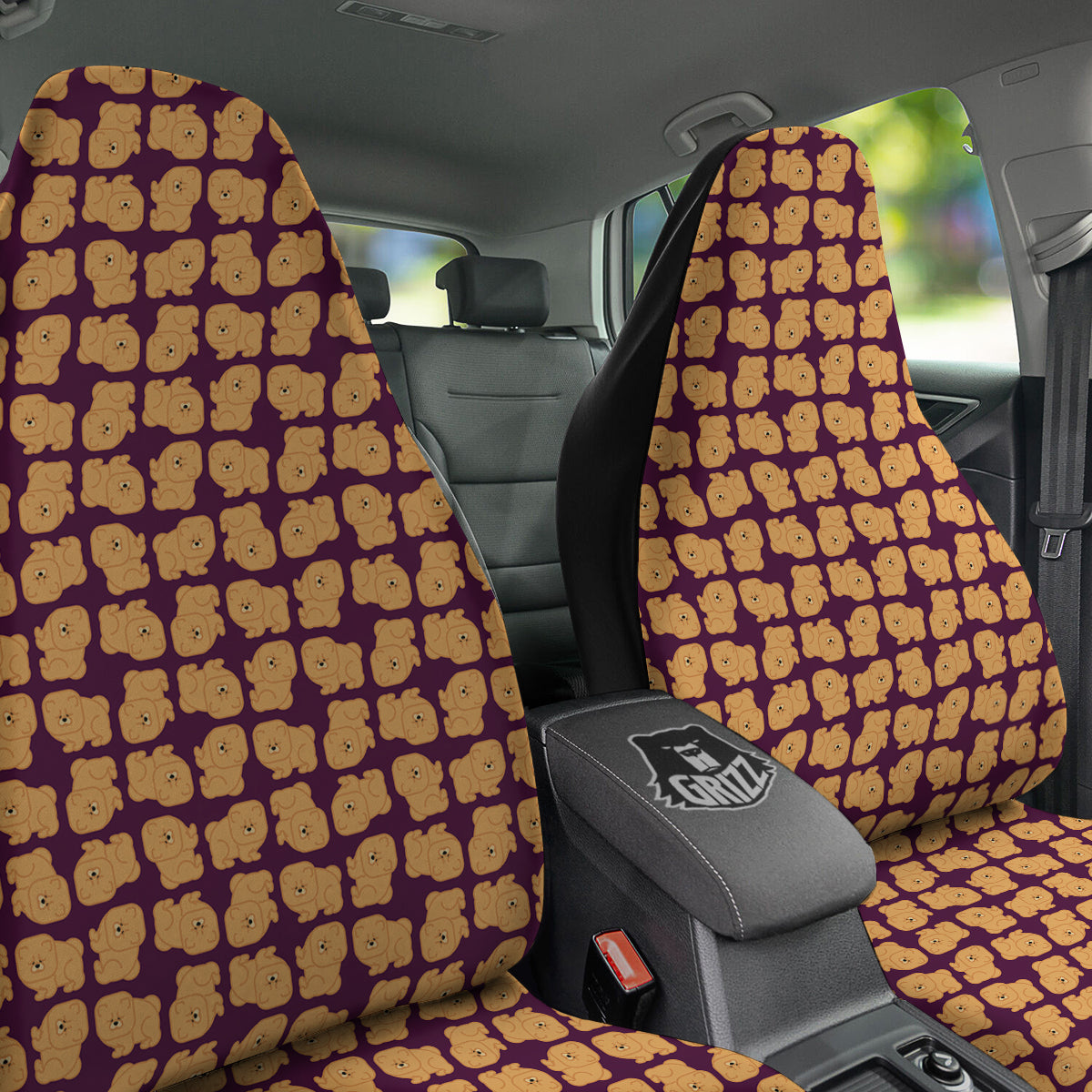 Chow chow And Purple Print Pattern Car Seat Covers-grizzshop