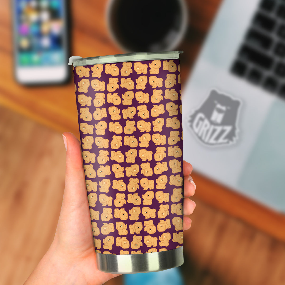 Chow chow And Purple Print Pattern Tumbler-grizzshop