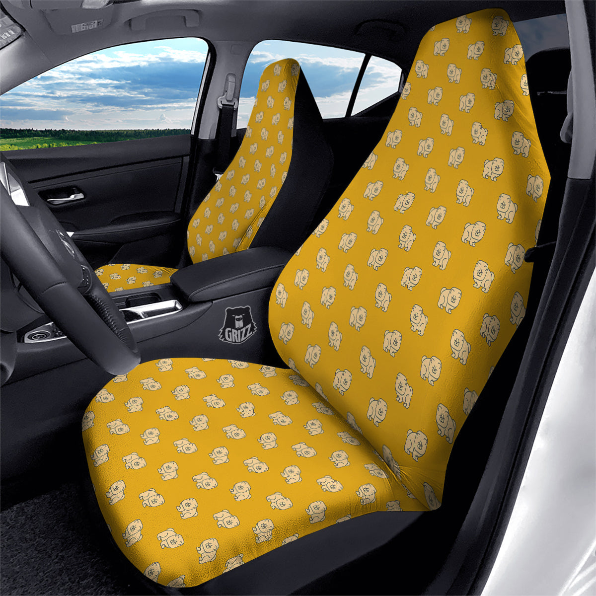 Chow chow And Yellow Print Pattern Car Seat Covers-grizzshop